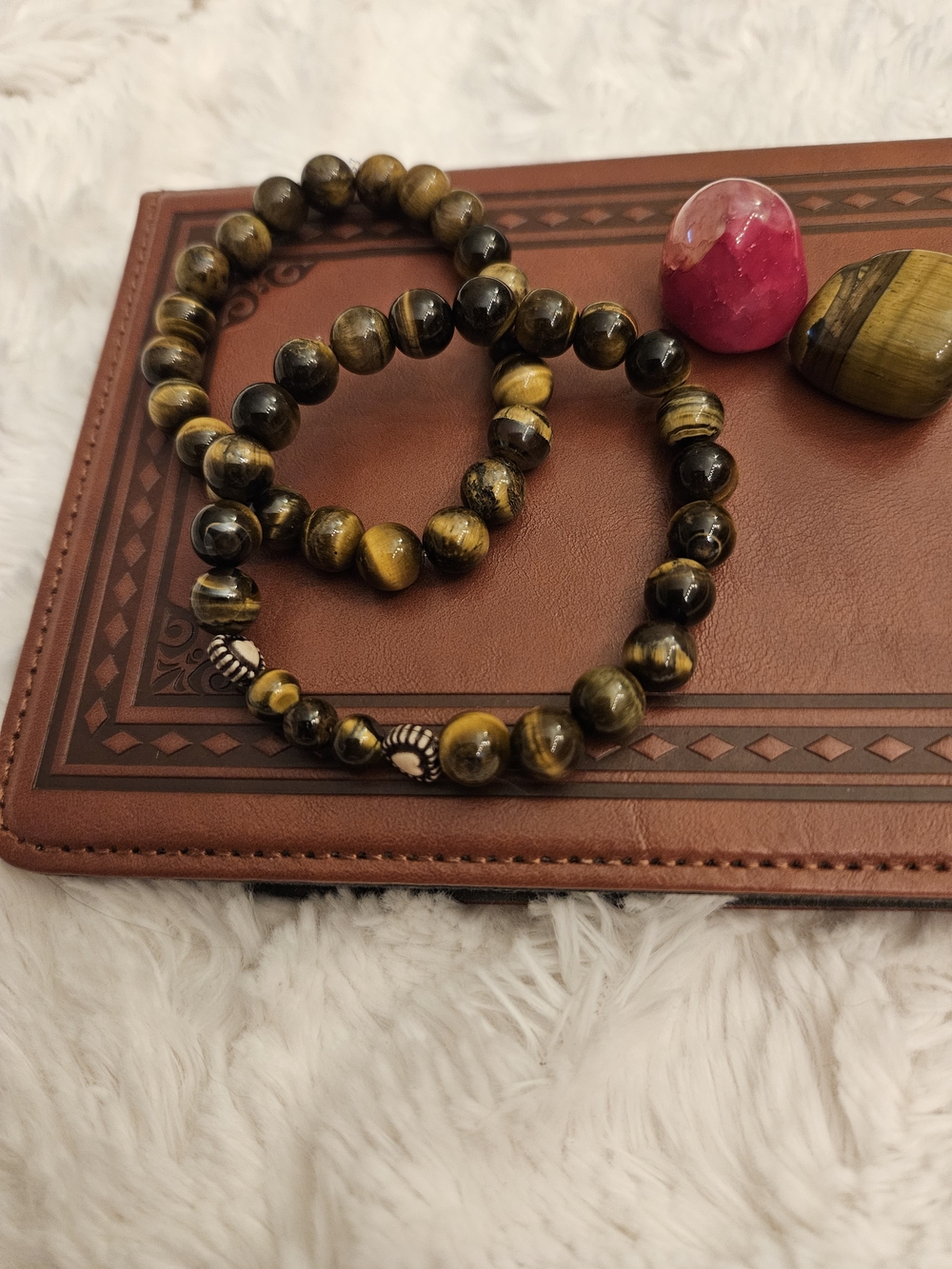 Handcrafted☆Tiger Eye Beaded Stretch Bracelet - X2 - Picture 2 of 4
